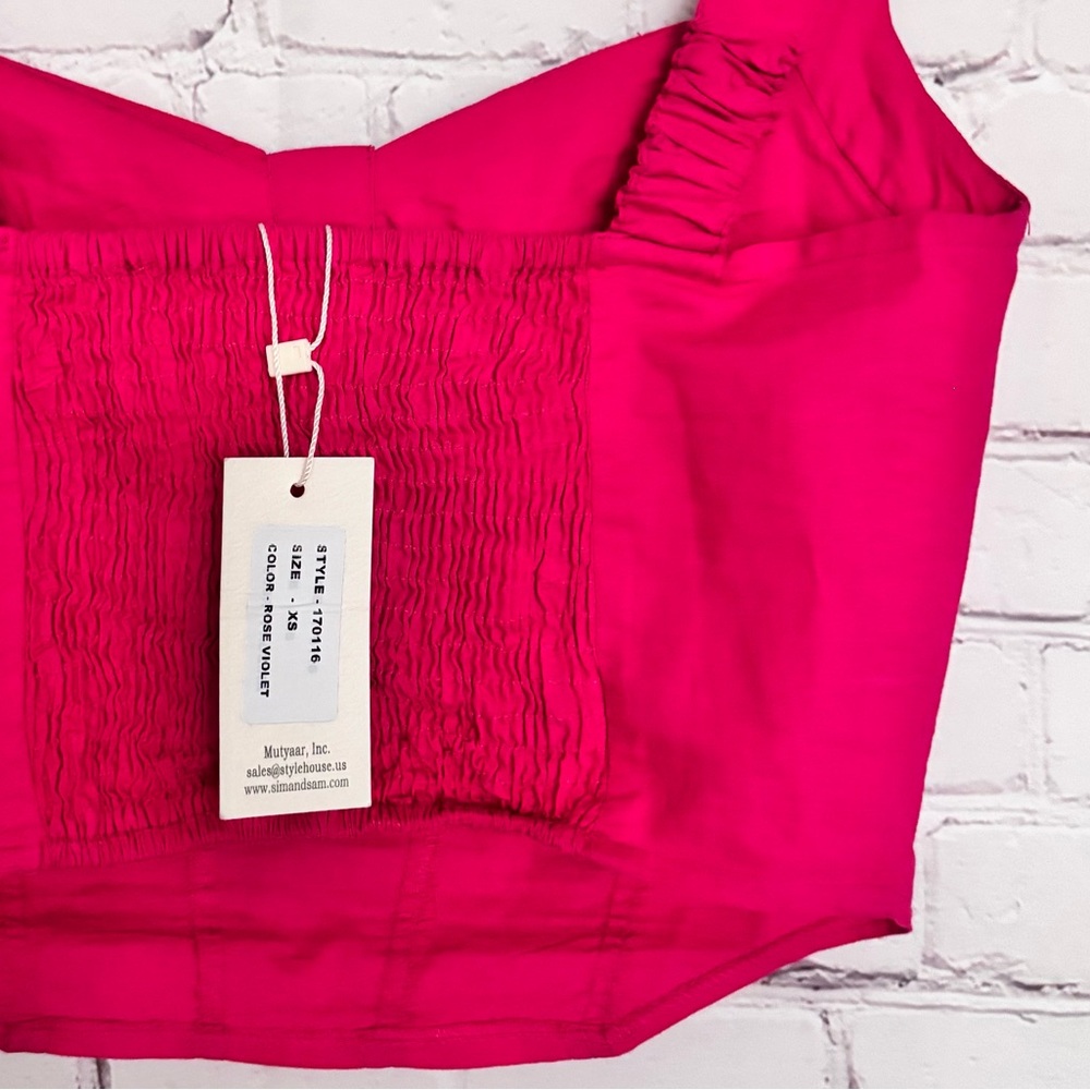 SIM & SAM Rose Violet Sleeveless Corset-Style Cropped Top--NWT--XS - Picture 4 of 12